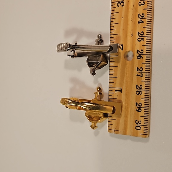 Vintage Silver & Gold Finish Gas Lamp Tie Clips - Picture 12 of 12